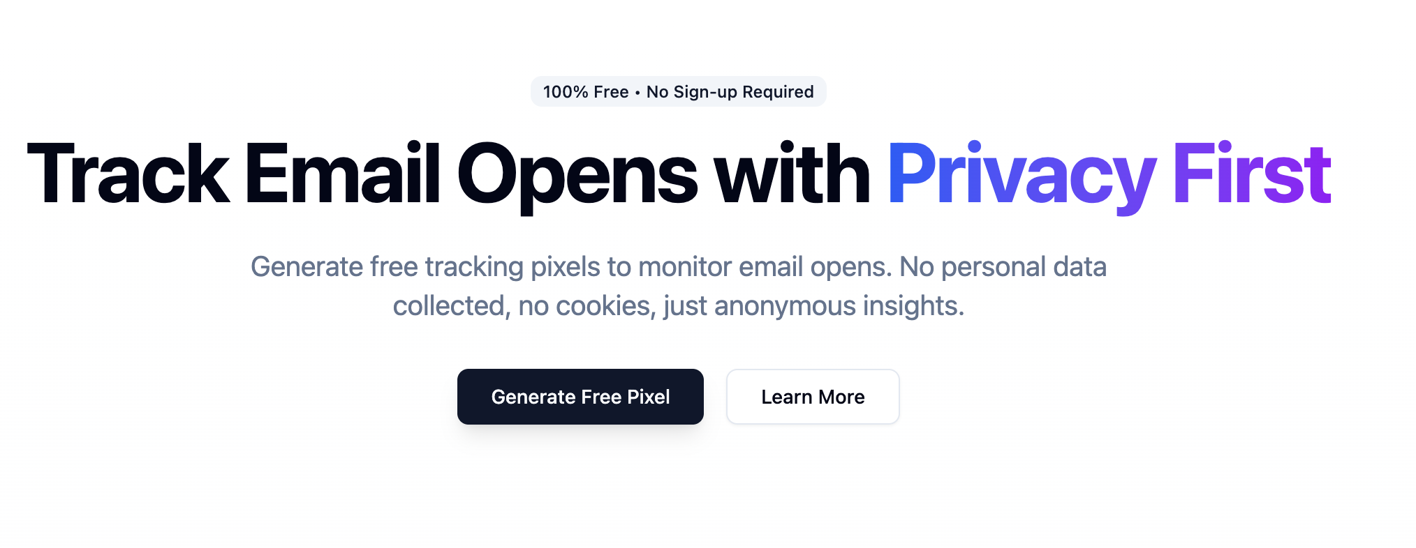 Screenshot of Free Tracking Pixel project