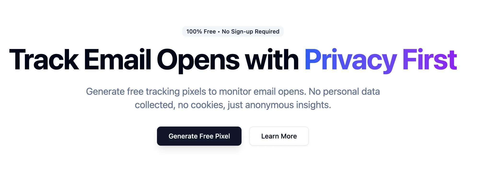 Screenshot of Free Tracking Pixel project