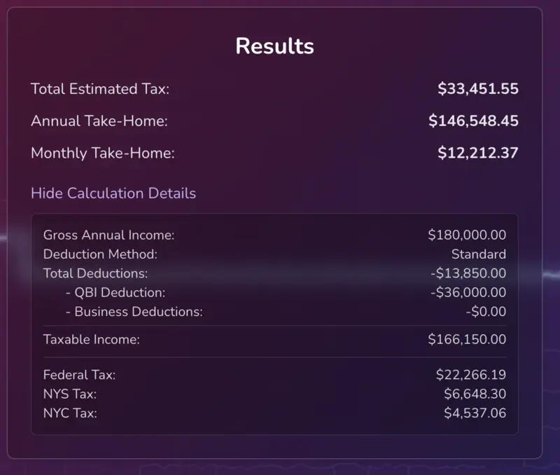 NYC Tax Calculator